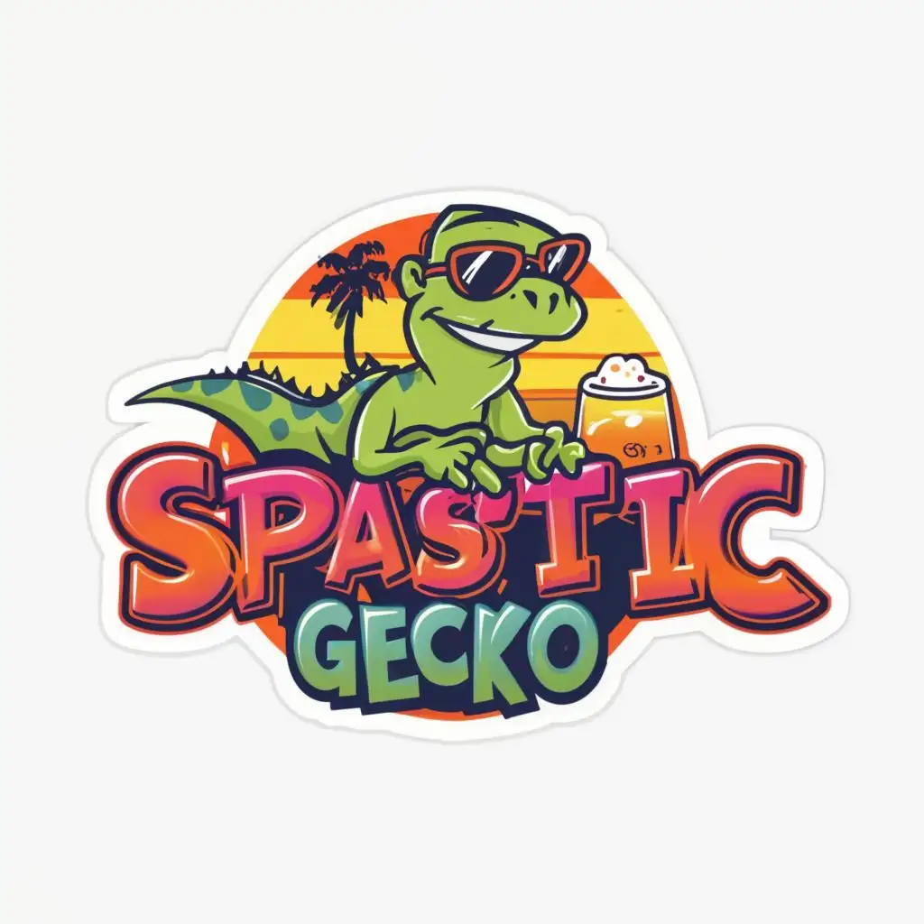 LOGO-Design-For-Spastic-Gecko-Enthusiastic-80s-Style-Lounge-with-Vibrant-Colors