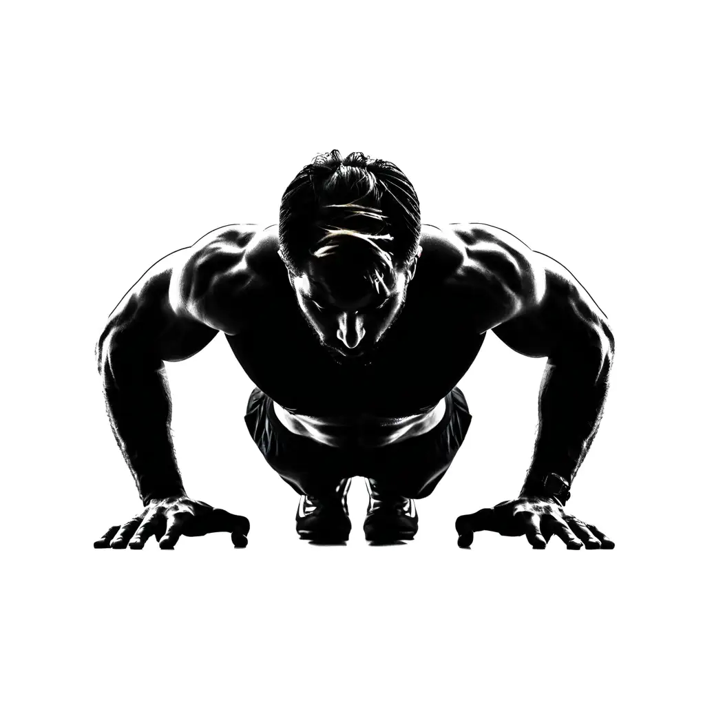 silhouette of a man doing pushups