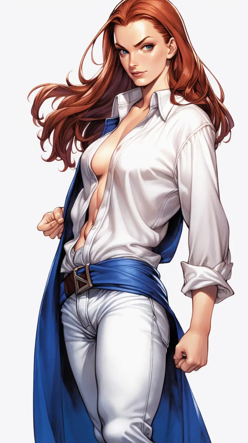 Jean Grey from XMen Cosplay Portrait Bright and Loving Expression in White Summer Attire