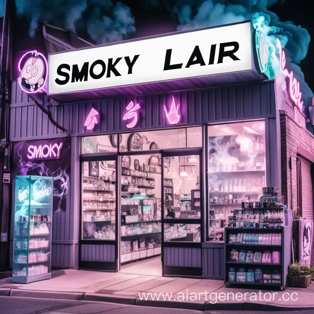 Фото в стиле аниме вейп шопа с названием Smoky Lair
