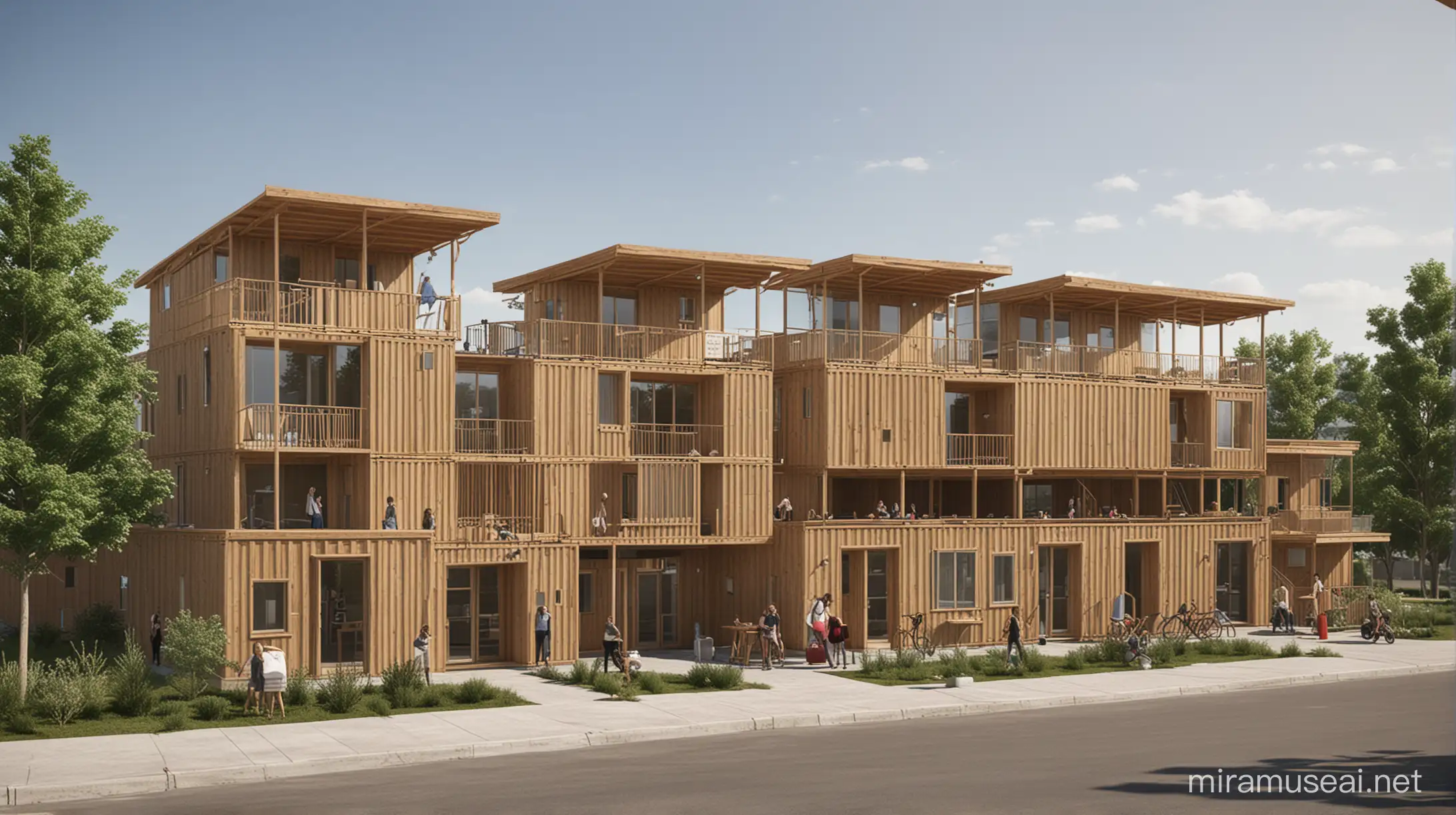 Wood cad Container student mixed use village
