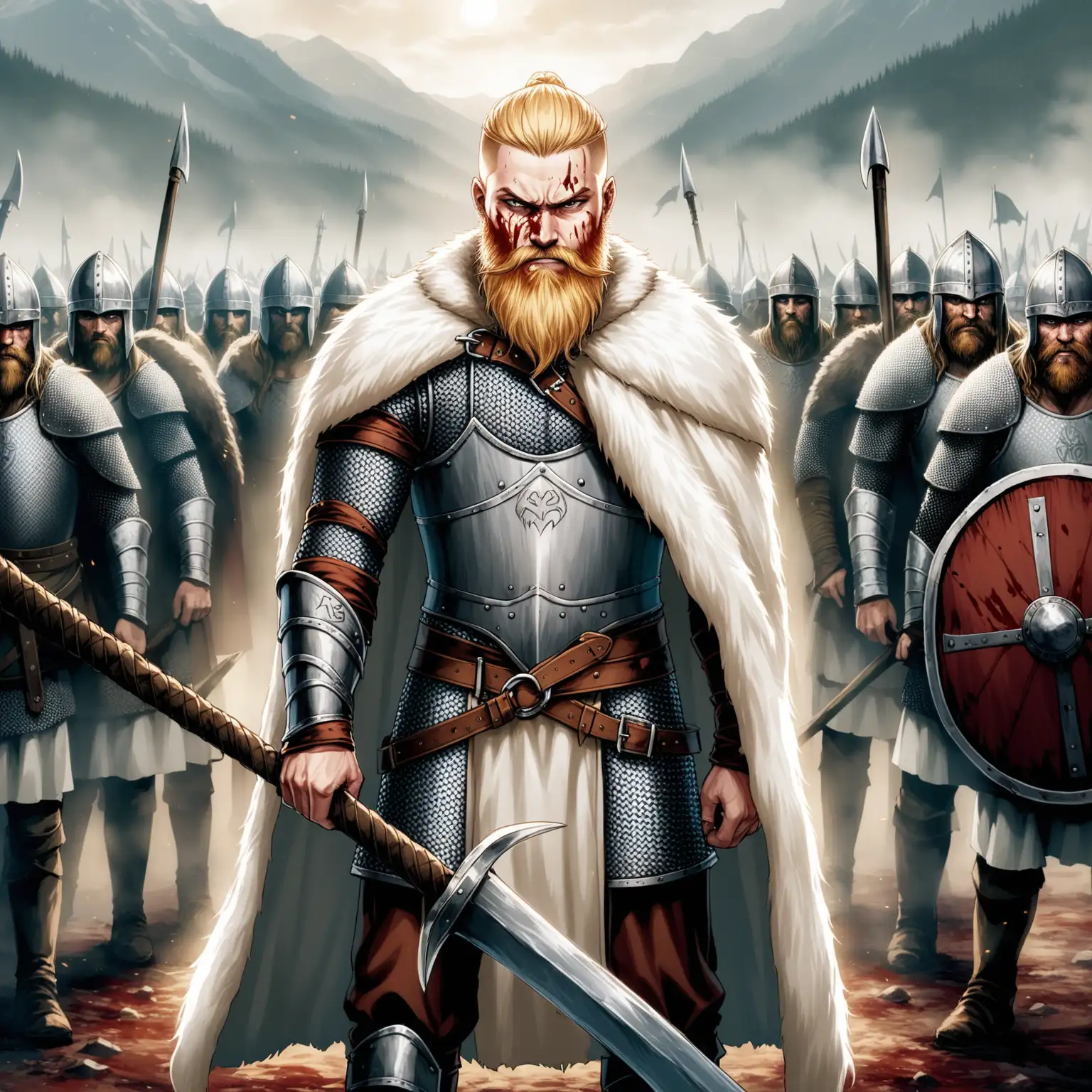 Fierce Viking Warrior Amidst Bloody Medieval Battle