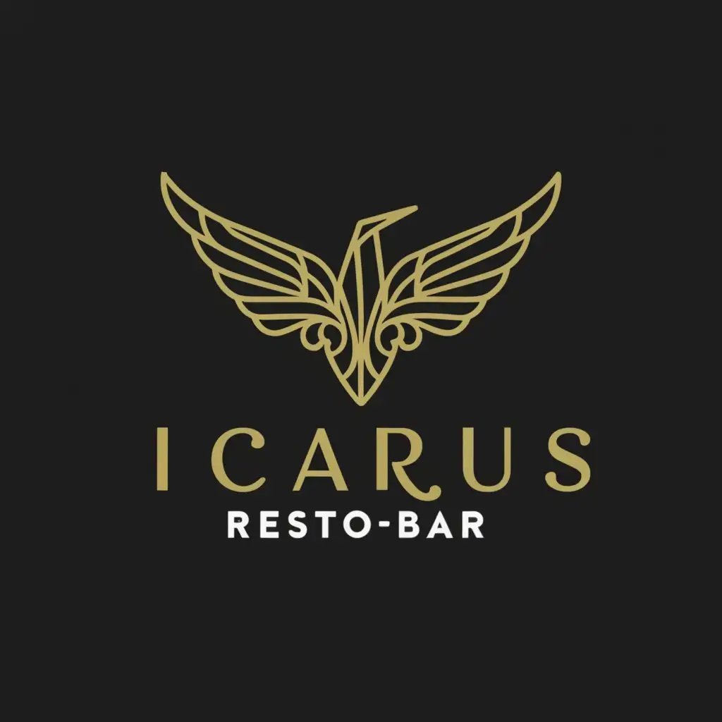 a logo design,with the text "ICARUS Restobar", main symbol:Bird,complex,be used in Restaurant industry,clear background