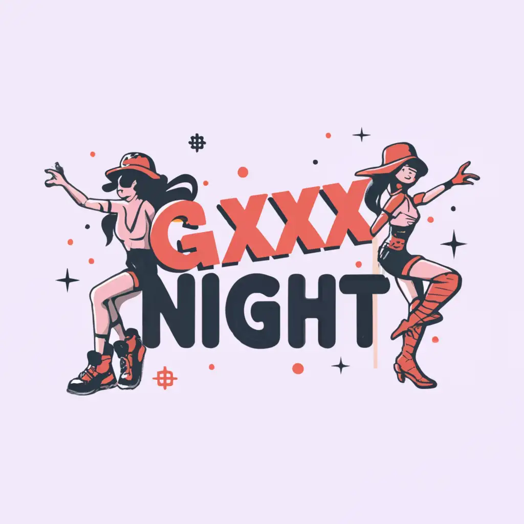 a logo design,with the text gxxxnight, main symbol:show girls,Moderate, clear background