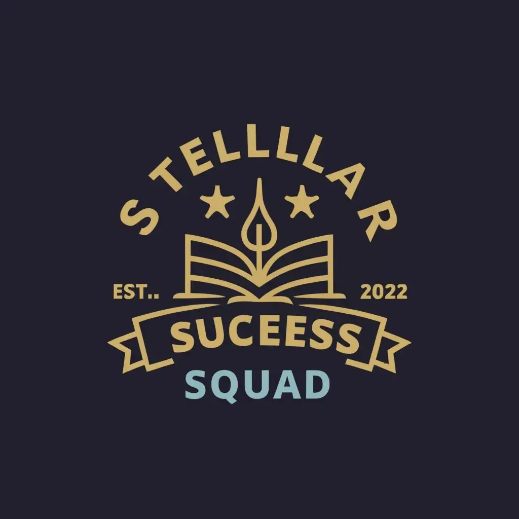 a logo design,with the text "Stellar Success Squad, EST-2022" with a title written down-"Learning Beyond Limits", main symbol:Study materials,Moderate,be used in Education industry,clear background