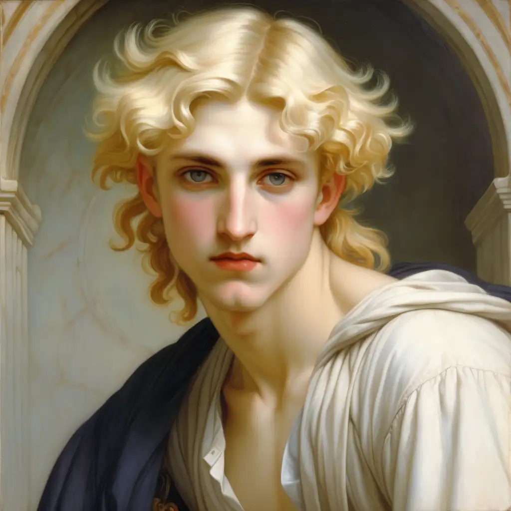Androgynous beautiful blonde man, painted by bouguereau
