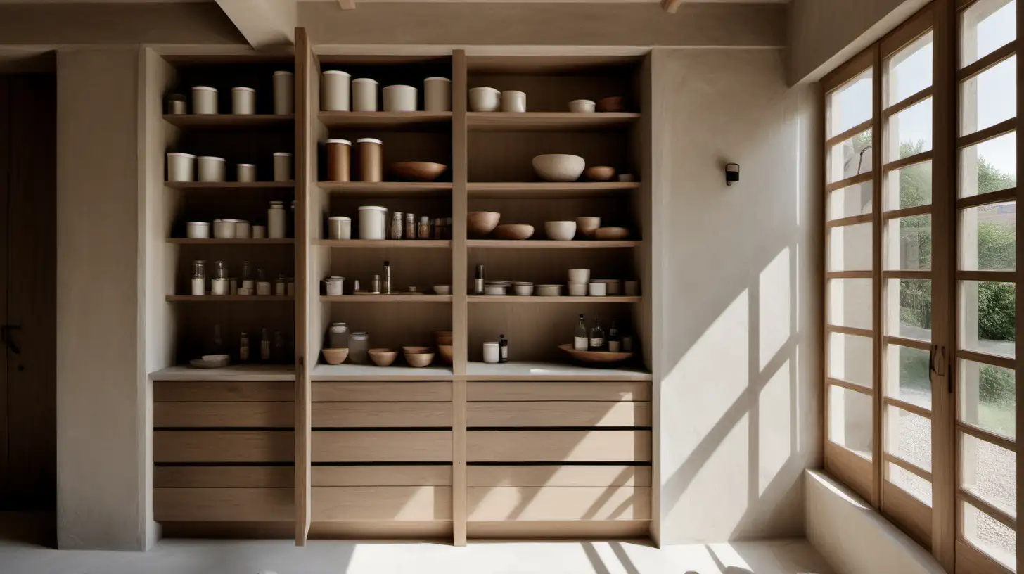 Organic Japandi Home Pantry with Bauwerk Limewash Walls