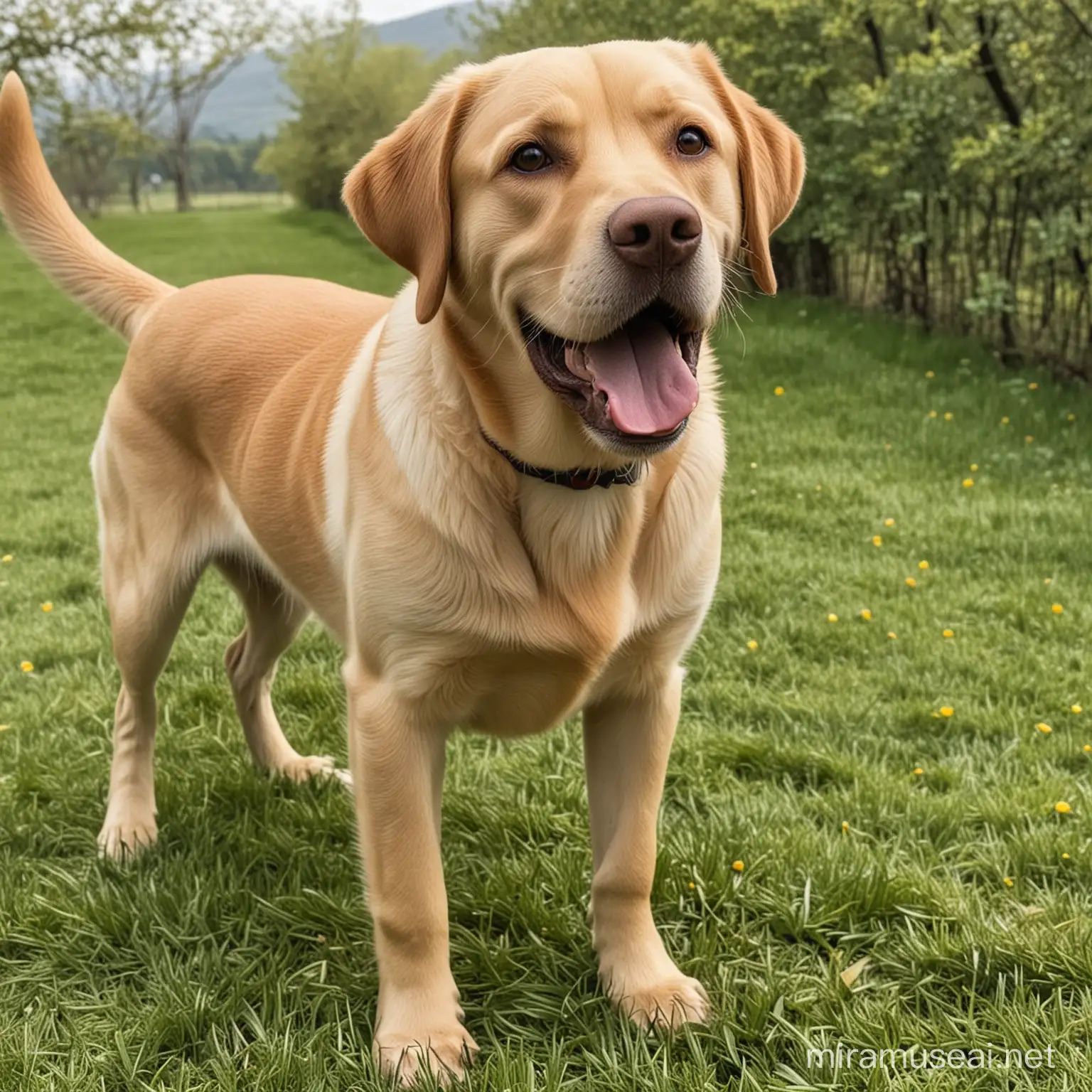 Friendly and Energetic Labrador Retriever Playing Outdoors