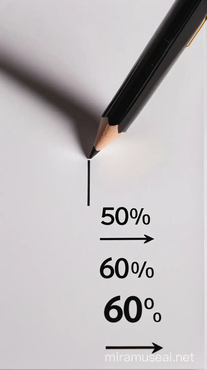 一张纸上写着（50% 至 60%），数字要特写