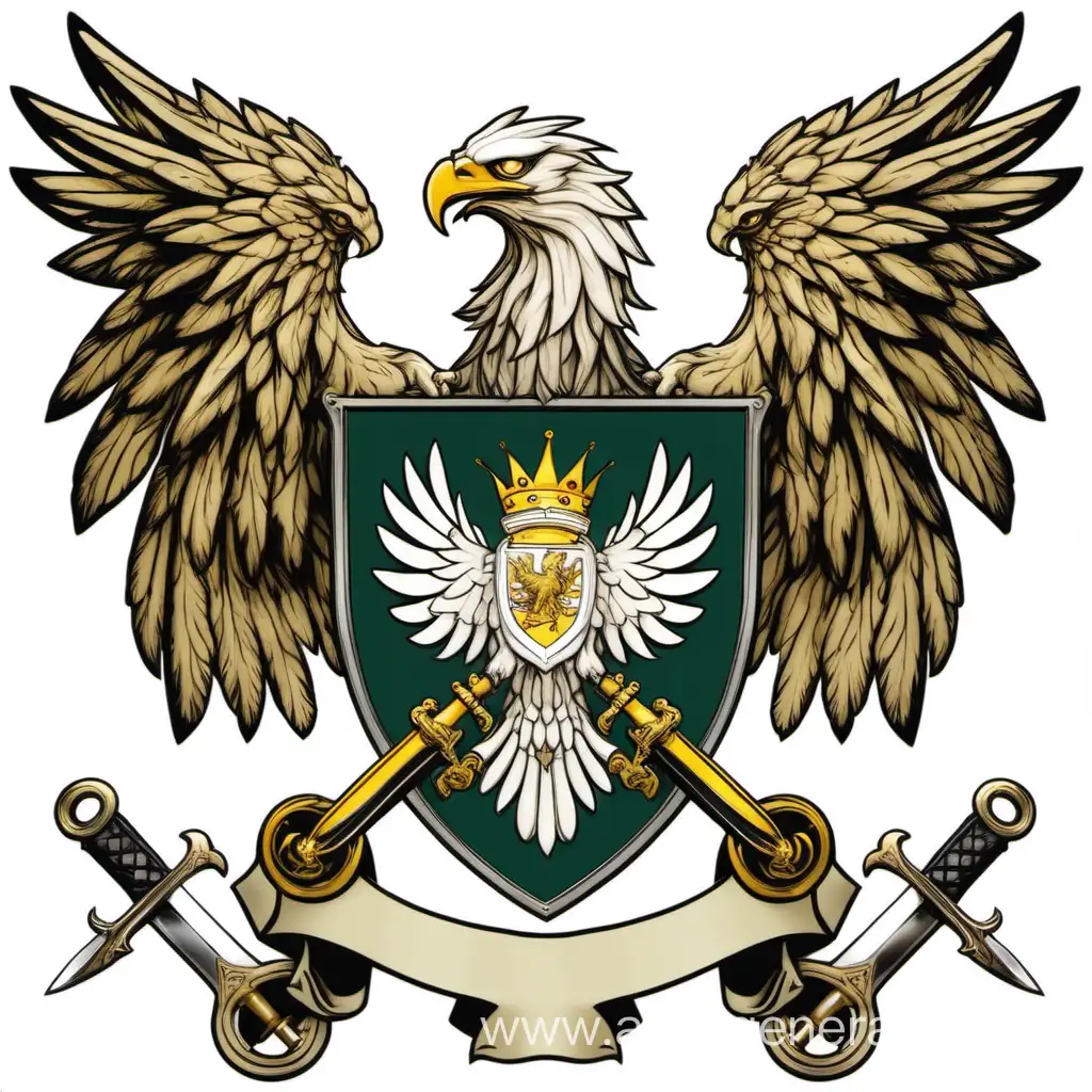 Герб выдуманного чата, на нем трех главый орел белого цвета с мечем в лапах