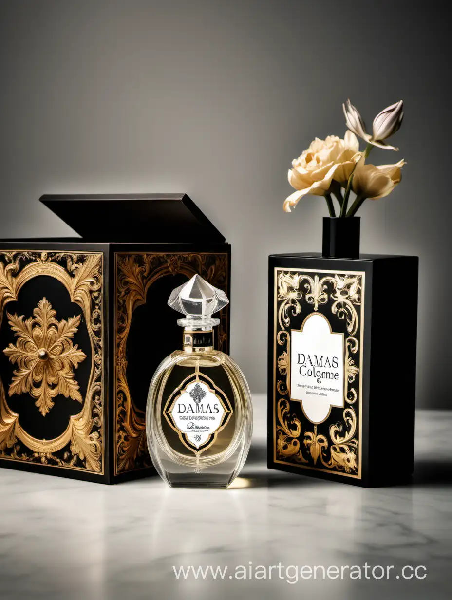 Feminine-Still-Life-Damas-Cologne-with-Flemish-Baroque-Box