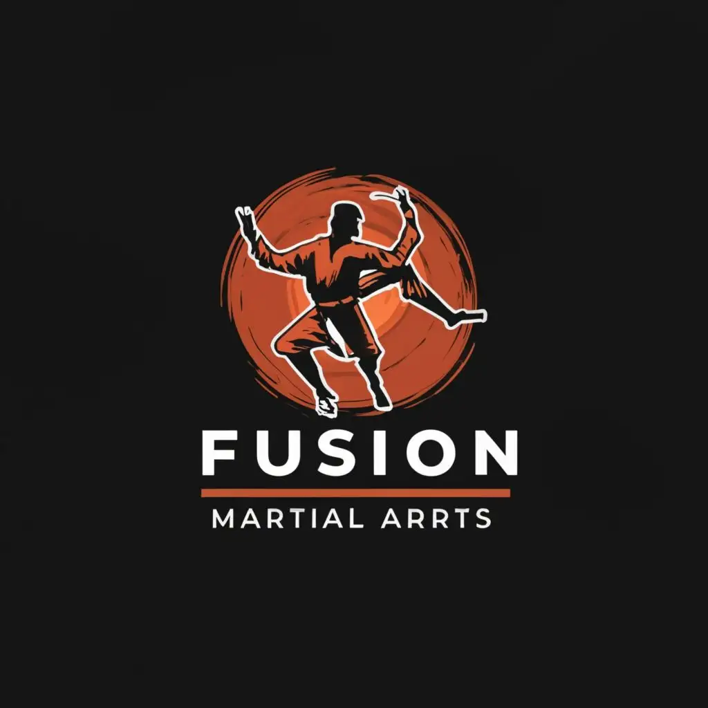 a logo design,with the text "Fusion Martial Arts", main symbol:kungfu,Minimalistic,be used in Sports Fitness industry,clear background