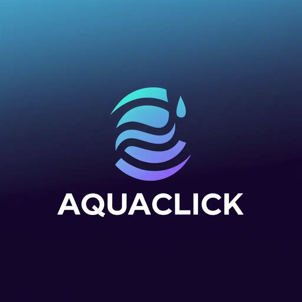 a logo design,with the text "AquaClick", main symbol:Water,Minimalistic,be used in Technology industry,clear background