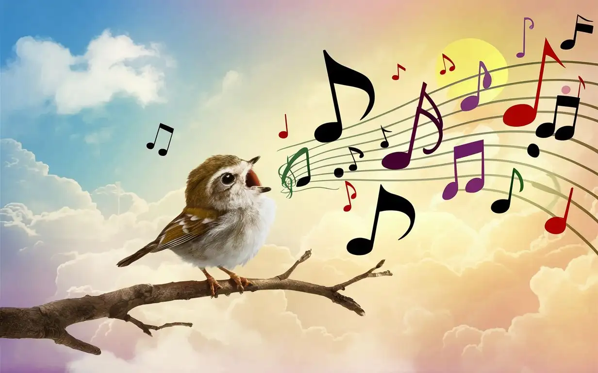 Melodious-Little-Bird-Surrounded-by-Musical-Notes