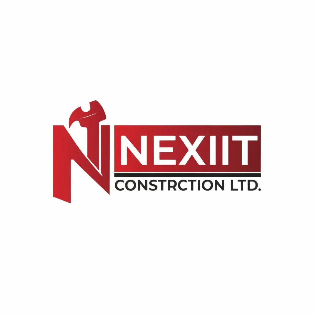 a logo design,with the text "Nexit Construction Ltd.", main symbol:Company Name: Nexit Construction Ltd.
Description: Civil Work, Building and Construction
Company Slogan: Reliability and Excellence
Company Colors: Red and Black
Extra Features: Add any feature related to construction,Moderate,be used in Real Estate industry,clear background