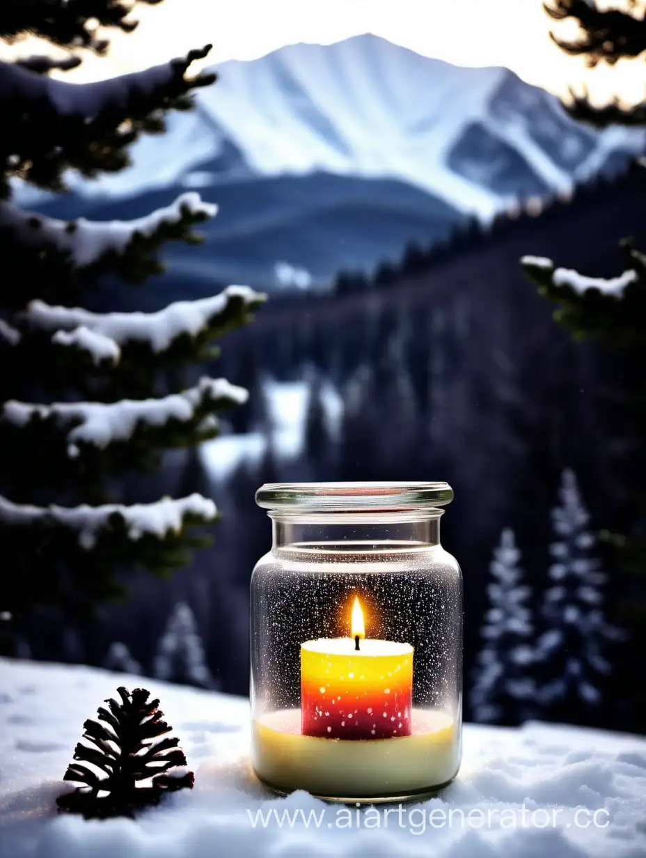 Snowy-Mountain-Ambiance-Candlelight-Magic-in-Coniferous-Serenity