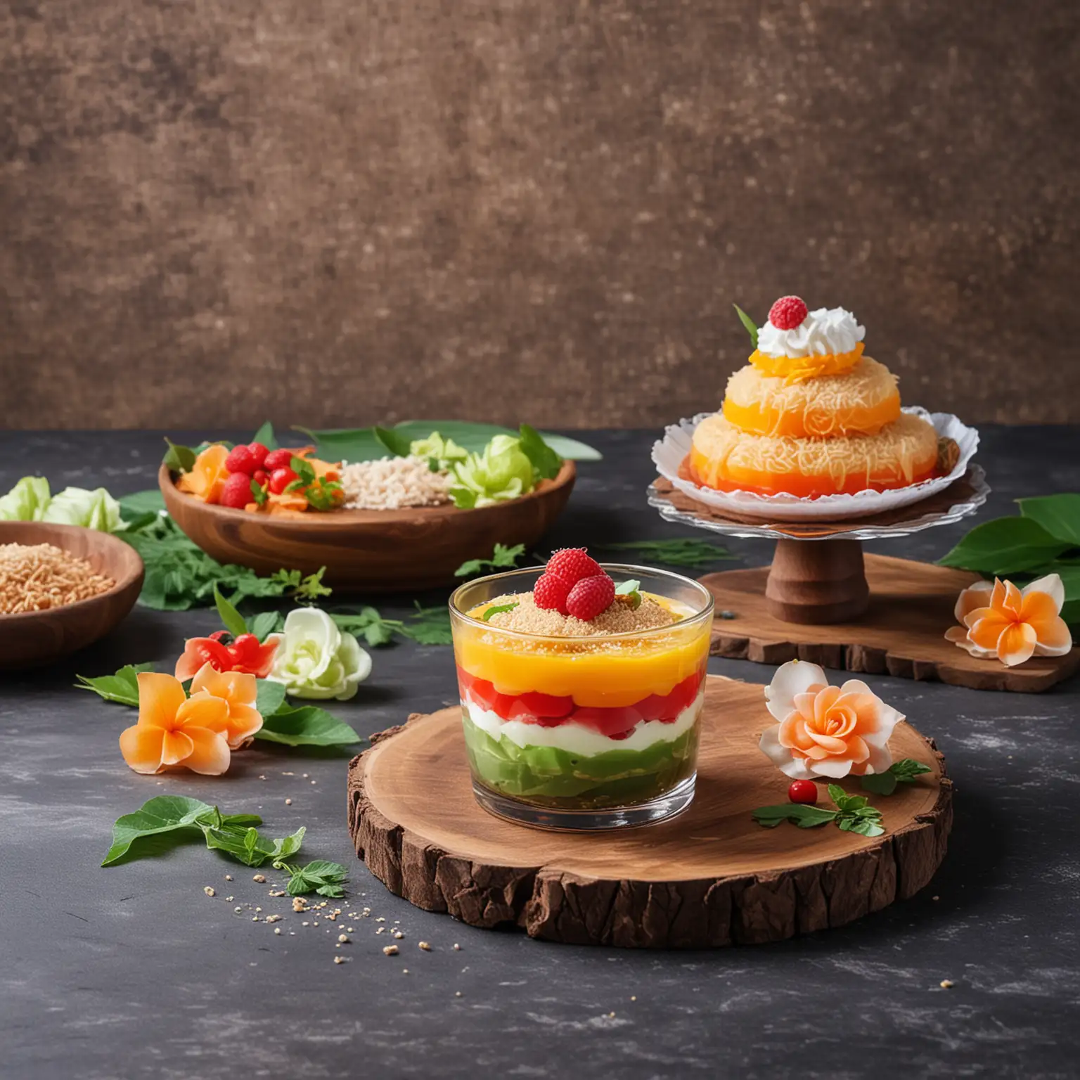create advertising photo for Layered Thai Dessert, Thai dessert