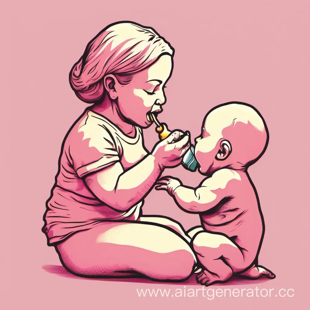 Nurturing-Moments-Tenderly-Feeding-the-Baby