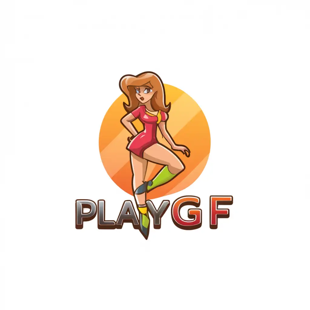 a logo design, with the text 'playgf', main symbol: super short skirt cam girl, Moderate, clear background