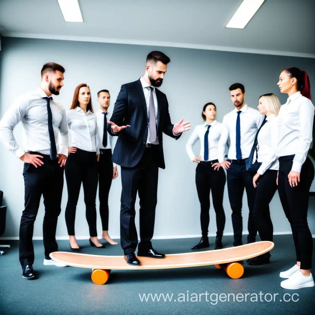 Innovative-Manager-Balancing-on-Board-Inspires-Team-Learning