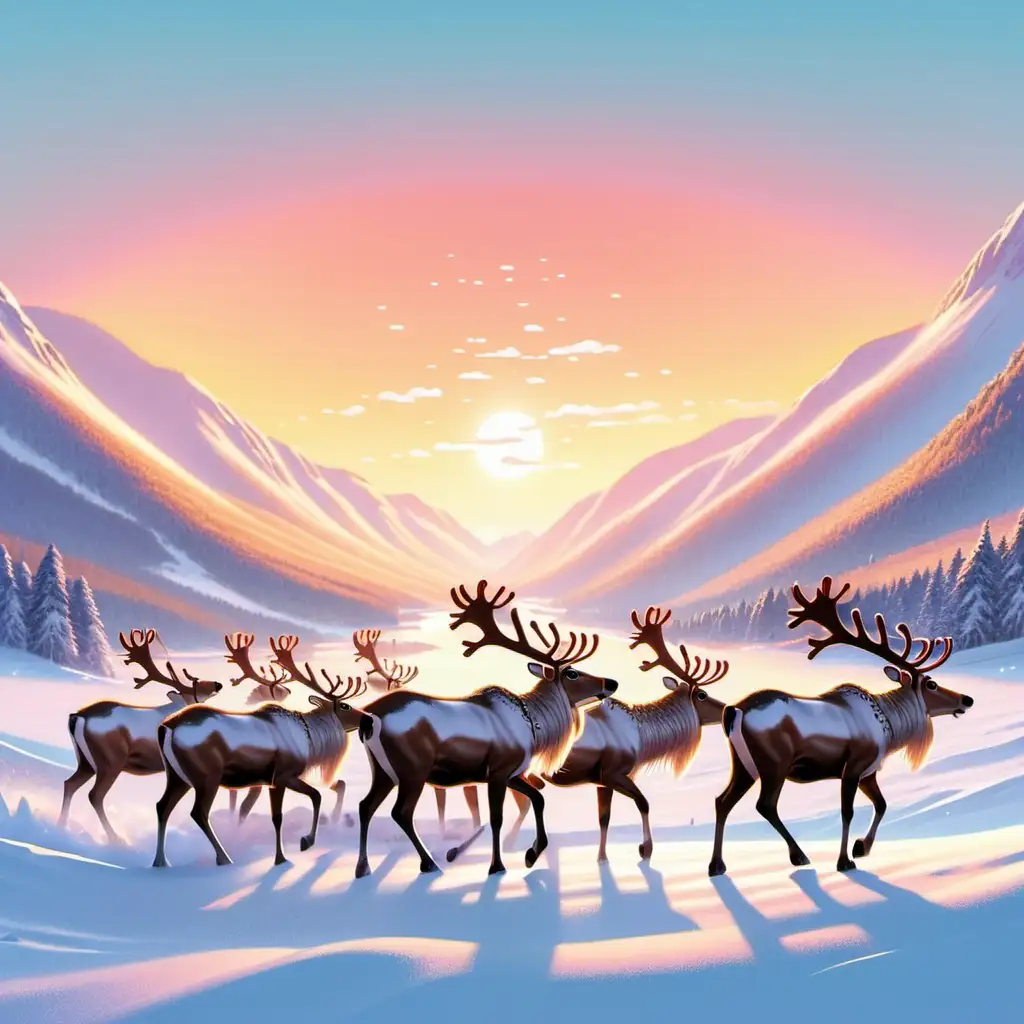 Reindeer Herd in a Norwegian Landscape
