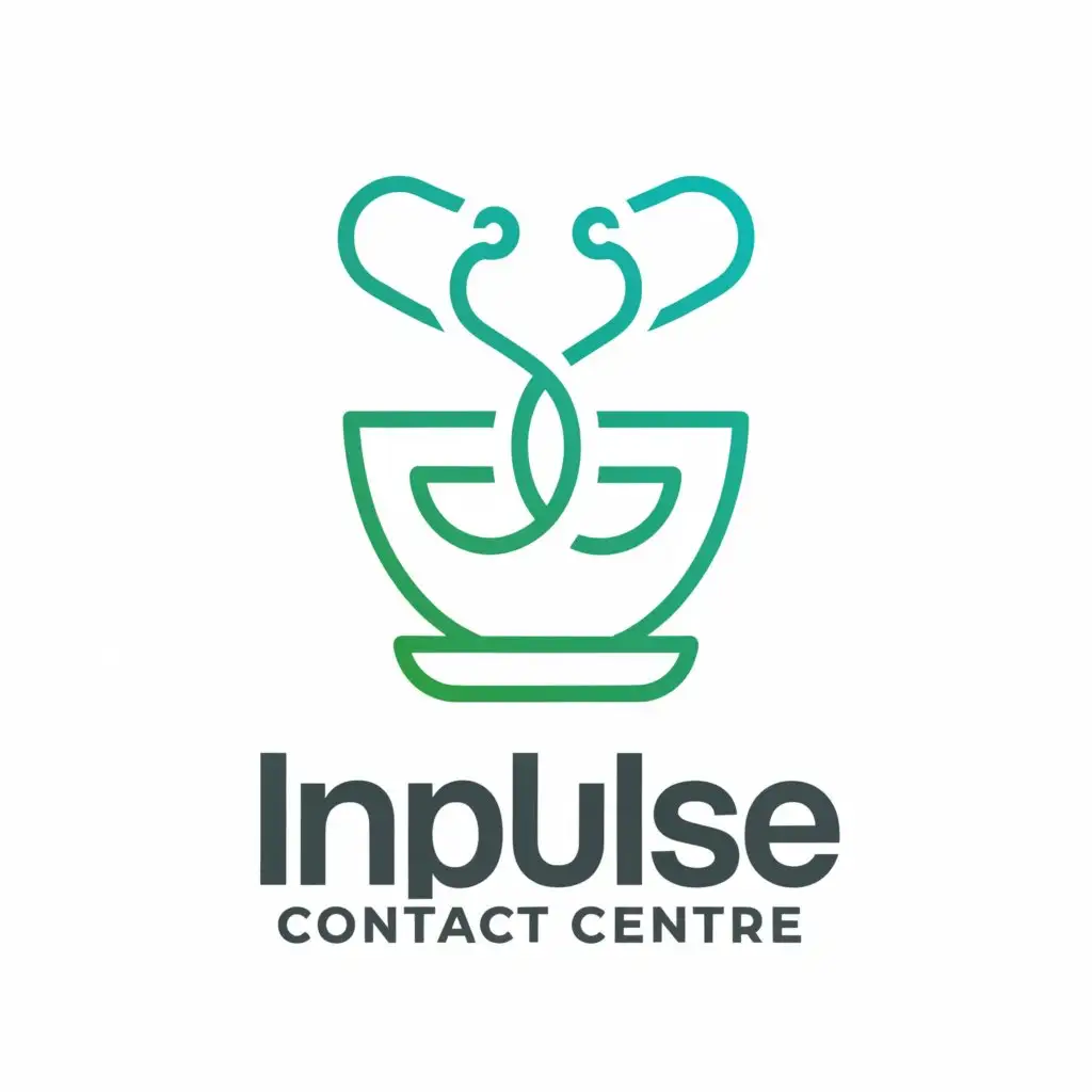 a logo design,with the text "IMPULSE - contact center (call center, marketing), main theme medicine. Supporting and consulting primary and secondary patients, selling medical equipment, conducting marketing campaigns.  Preferences:  Conciseness, no more than 3 colors. (Yellow letters on a red background, please skip inserts of icons and Paint masters immediately: D) Font, style at your discretion If possible, add logo visualization (signboard, mug, or notebook, anything for the overall picture)", main symbol:The medical symbol is a bowl with a snake,Moderate,clear background