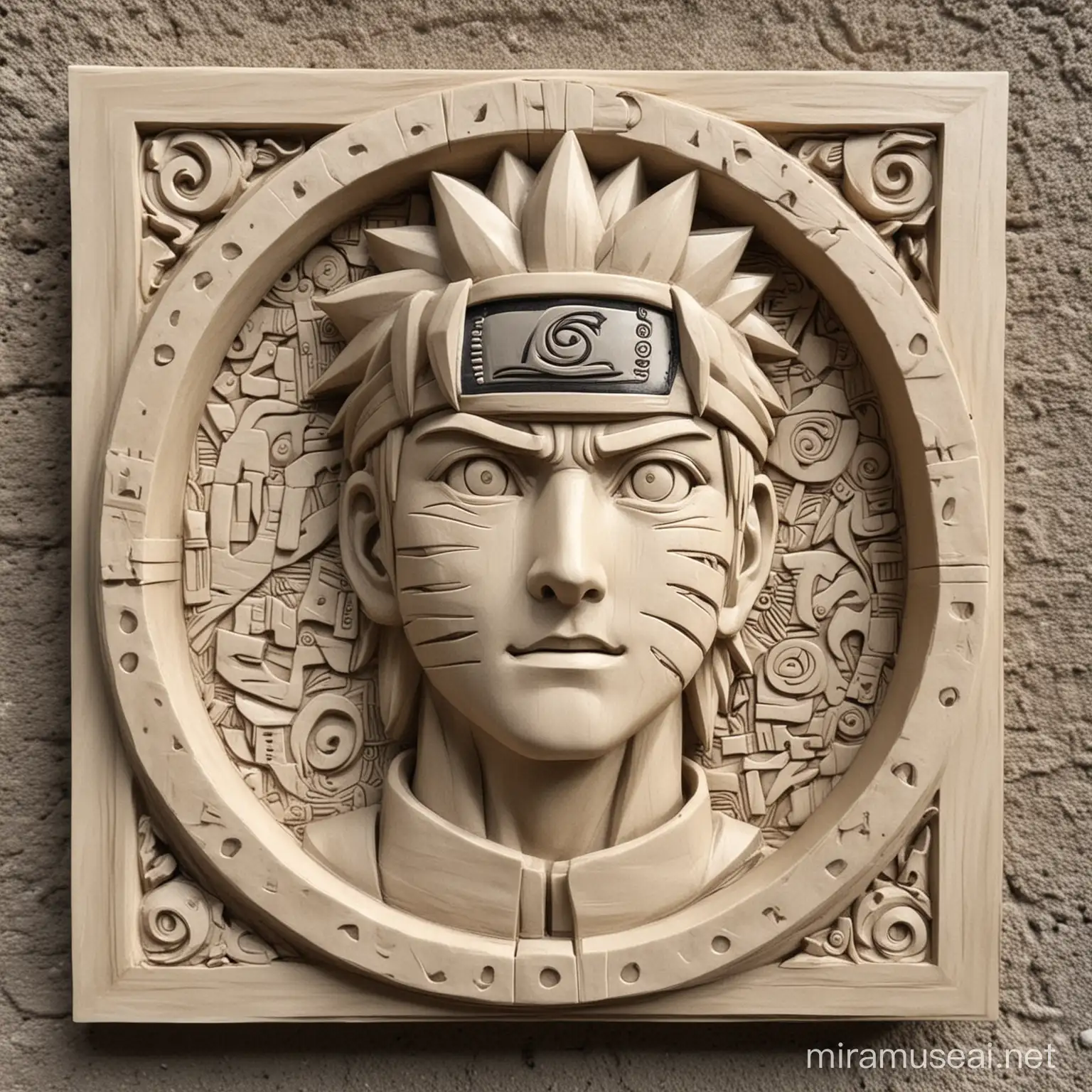Naruto Inspired Bas Relief Art Dynamic Characters in Textured Relief Sculpture
