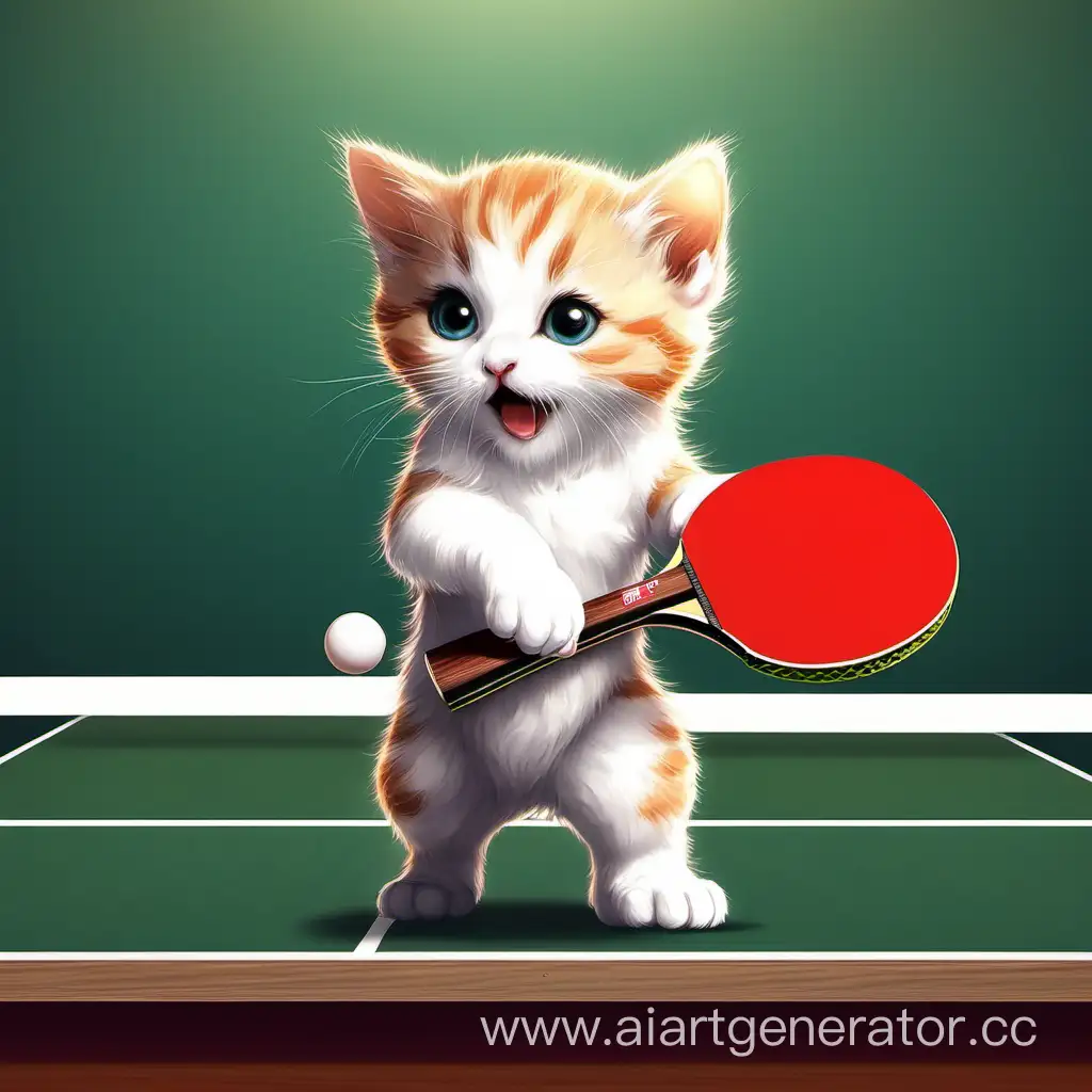 Adorable-Kitten-Playing-Table-Tennis-with-Precision-and-Agility