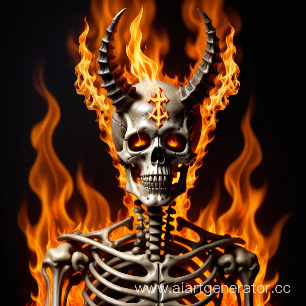 Fiery-Skeleton-with-Cross-Mark-on-Forehead-Surrounded-by-Flames