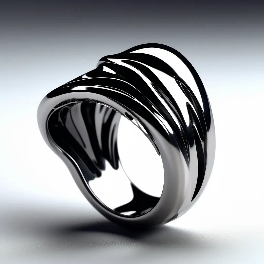 Futuristic Geometric Ring Inspired by Zaha Hadids Style