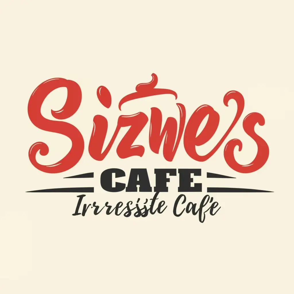 LOGO-Design-for-Ziswes-Cafe-Bold-Arial-Text-in-Red-with-Irresistible-Taste-Slogan