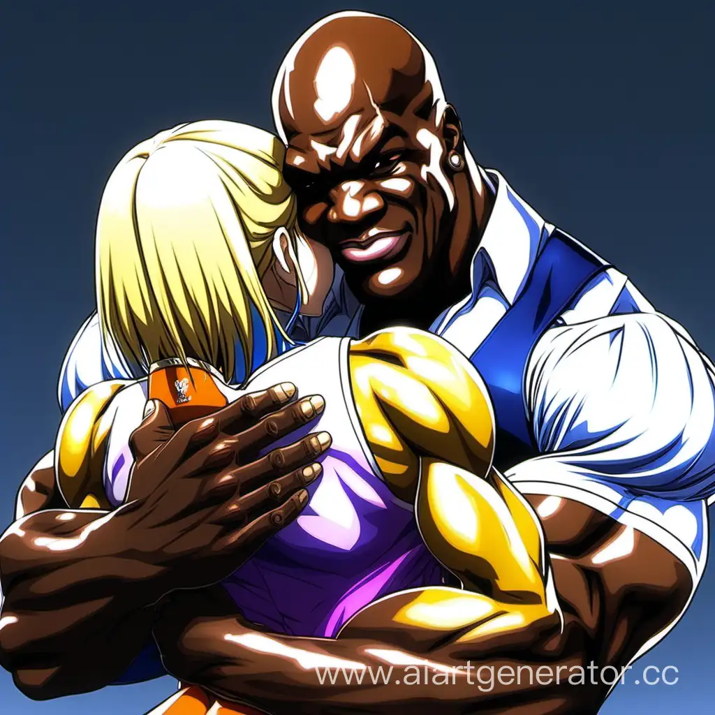 Bodybuilder-Ronnie-Coleman-Embraces-Anime-Girl-with-Affection