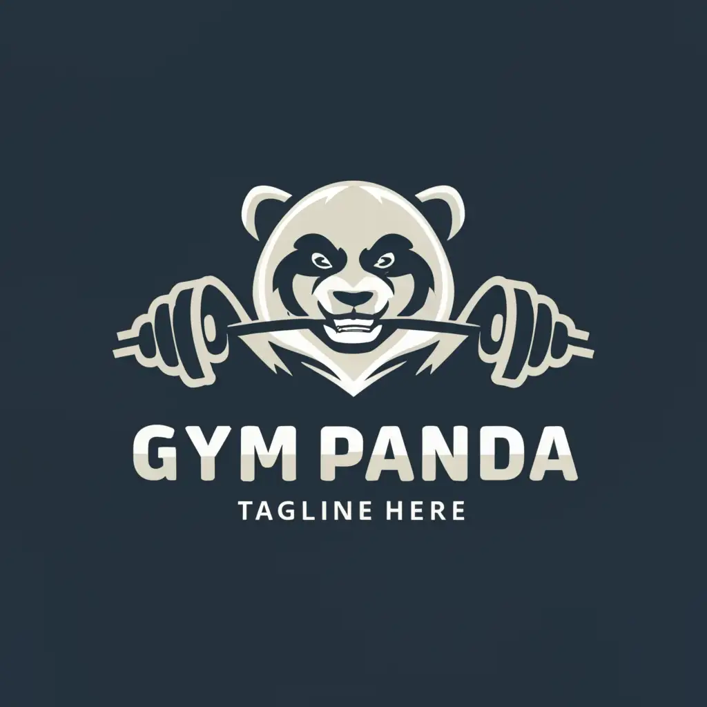 a logo design, with the text 'Gym panda', main symbol: Panda, Minimalistic, be used in Sports Fitness industry, clear background remove barbell