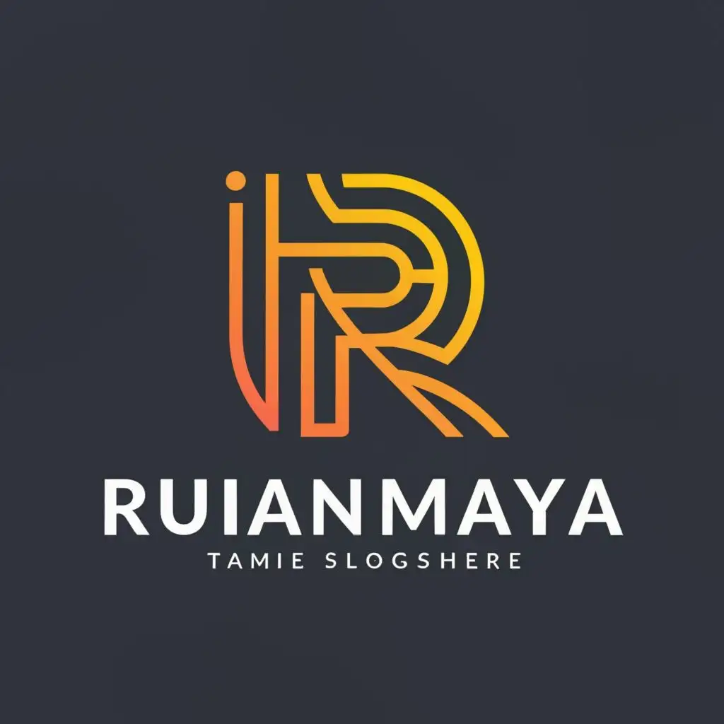 logo, R, with the text "RUANG MAYA", typography, be used in Technology industry