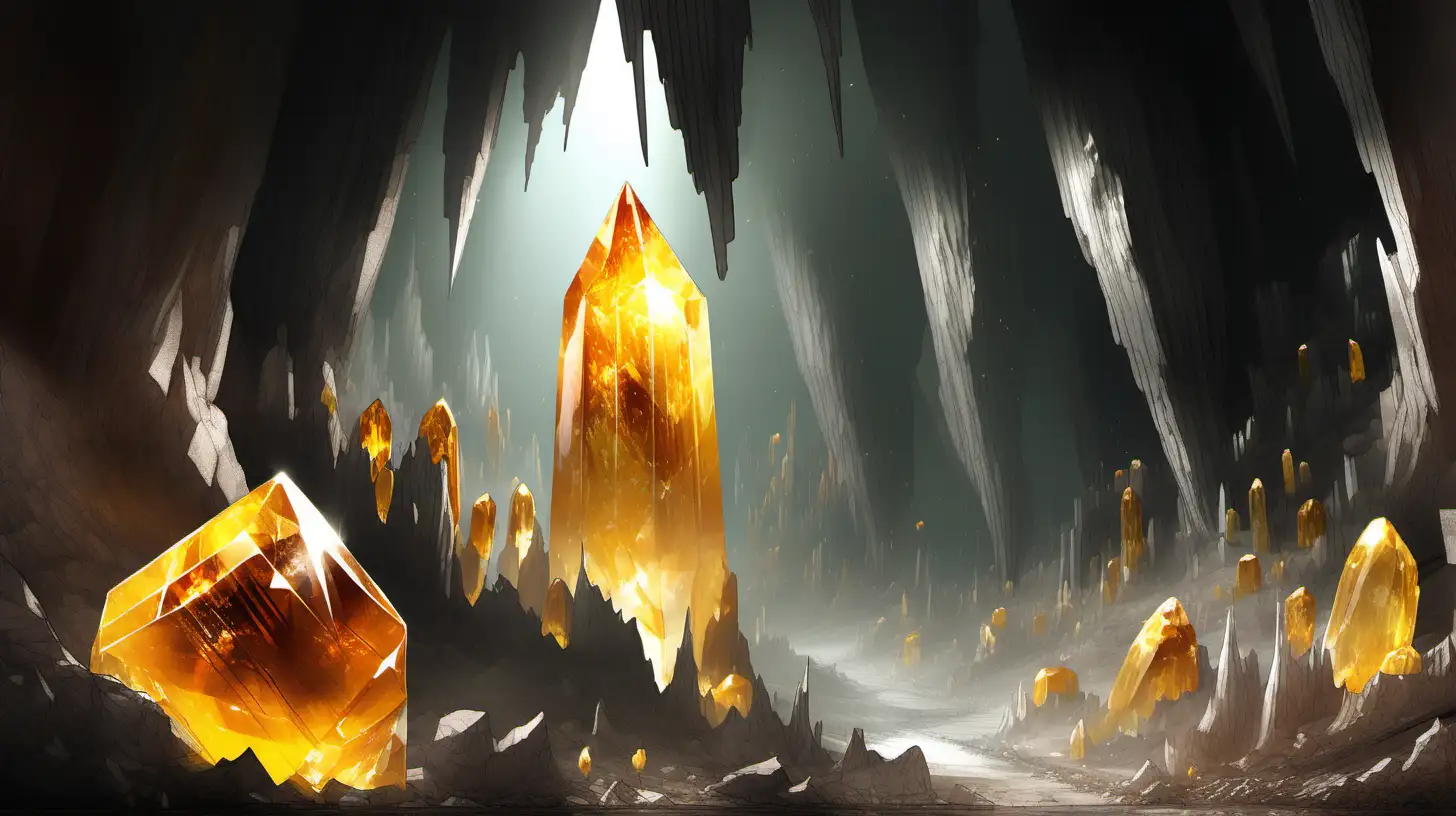 Majestic Underground Cavern with Enormous Citrine Crystal