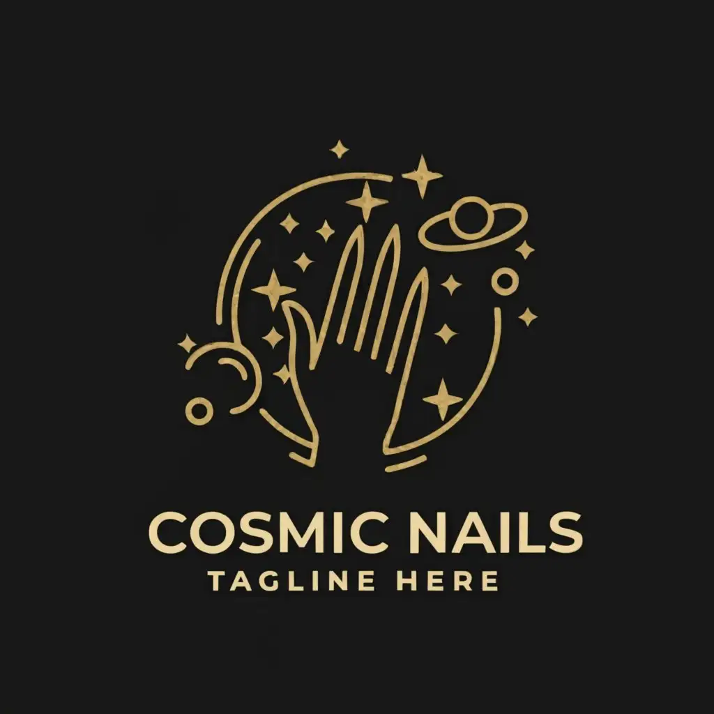 a logo design,with the text 'Cosmic nails', main symbol:Hand, nail, cosmic,Moderate, be used in Beauty Spa industry, clear background, tagline: cosmic nails for big stars