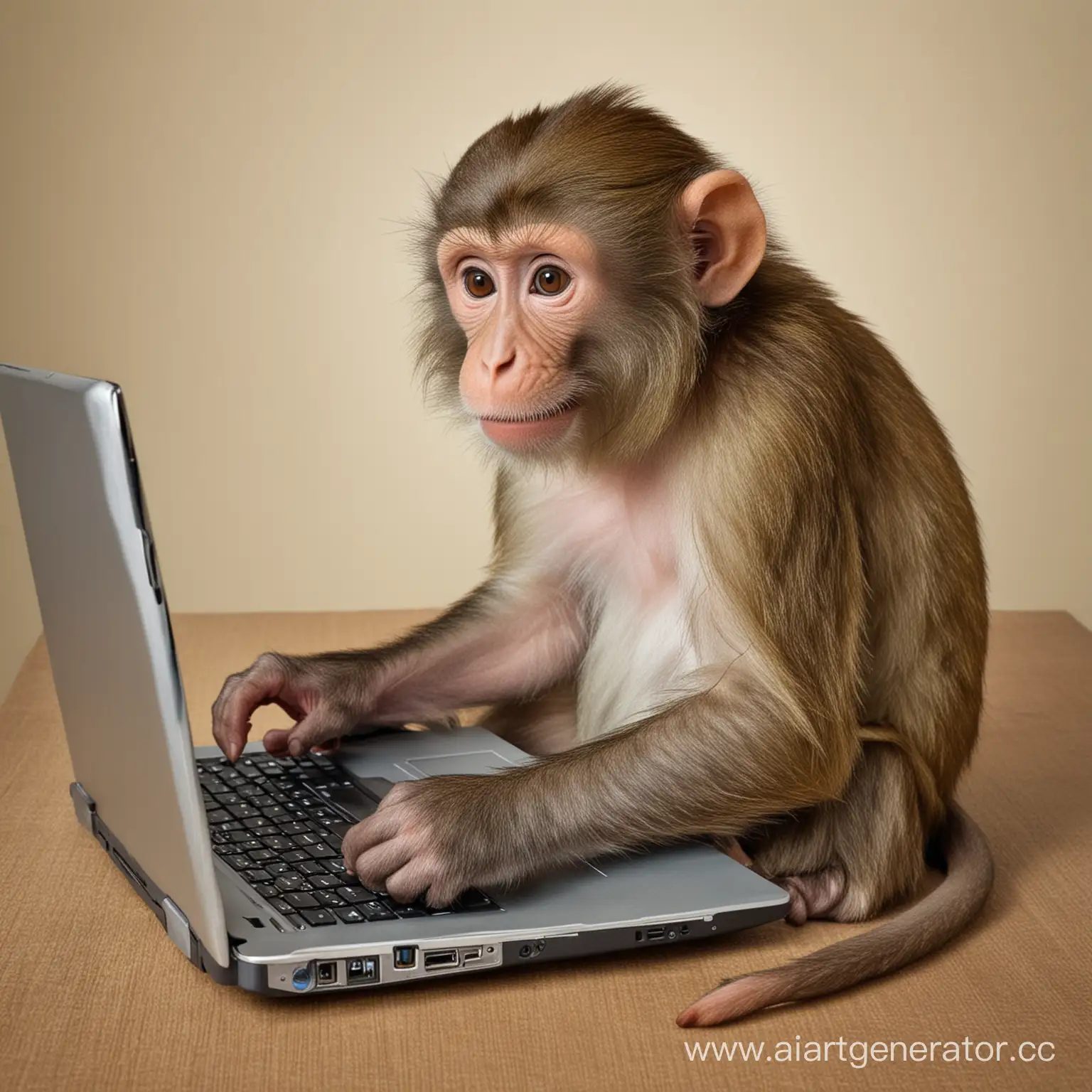 Playful-Monkey-Typing-on-a-Laptop-in-a-Tropical-Jungle