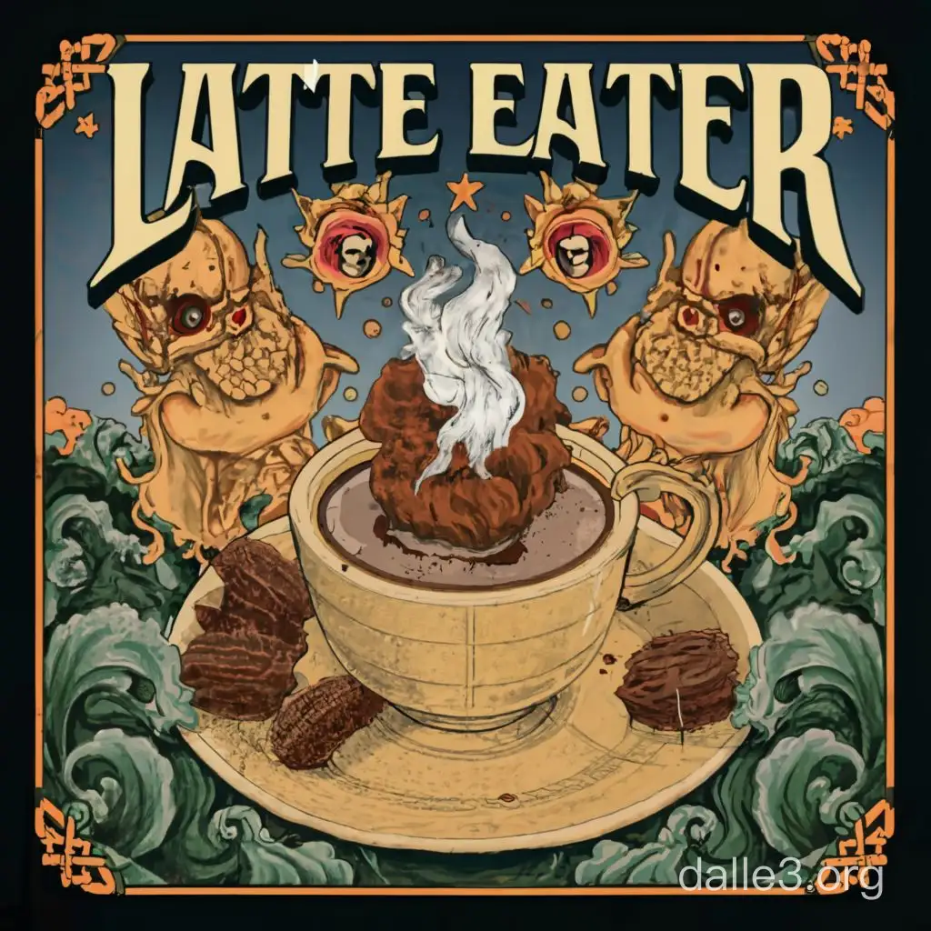 An album cover for metal band named Latte Eater and their album Ohm