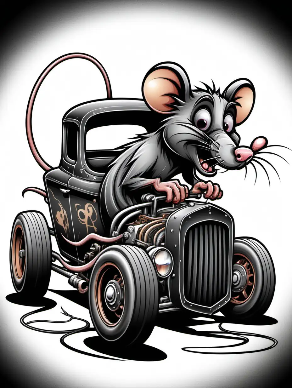 create cartoon rat rods cars coloring book pages, no shadows or shading

