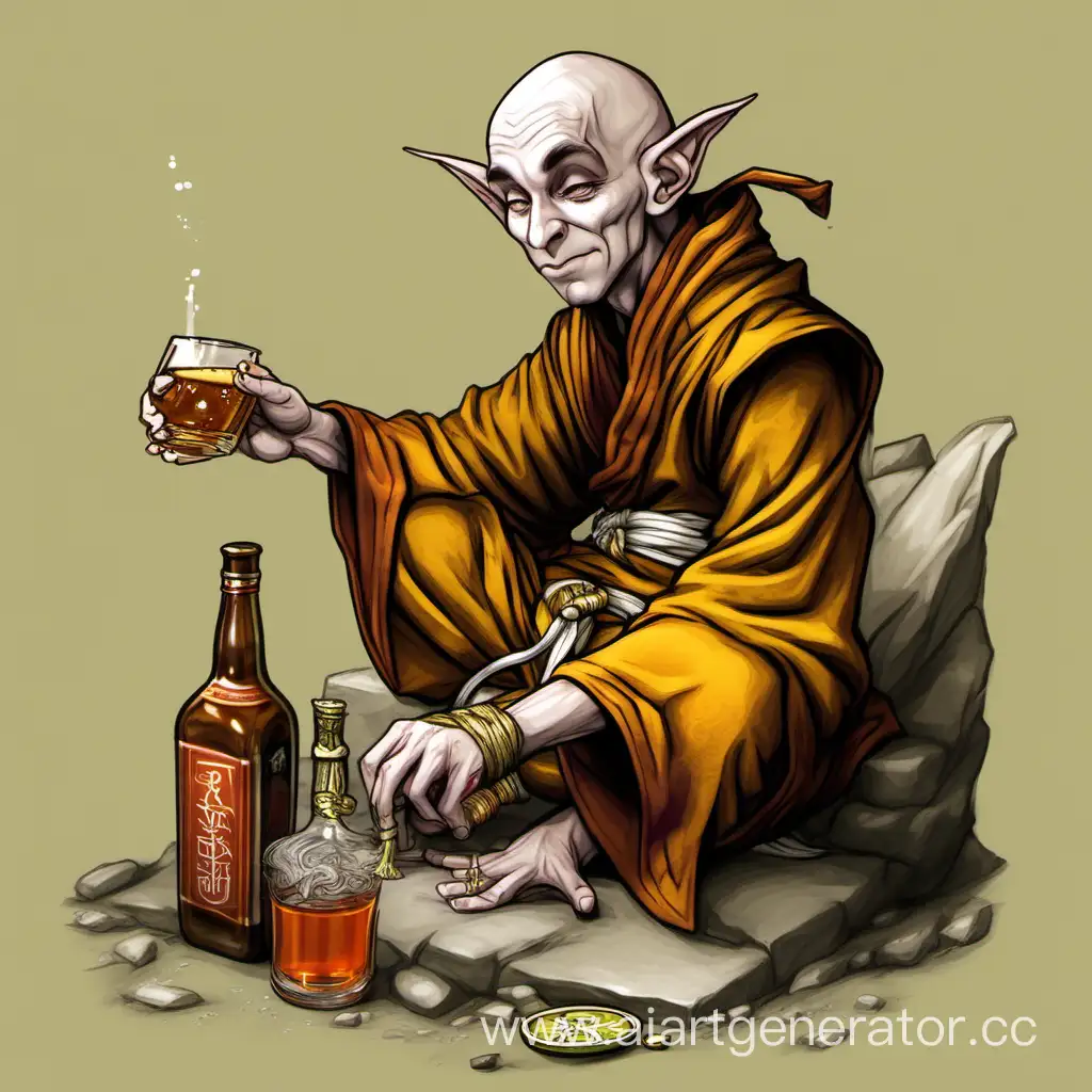 Tipsy-Elf-Monk-Practicing-Martial-Arts