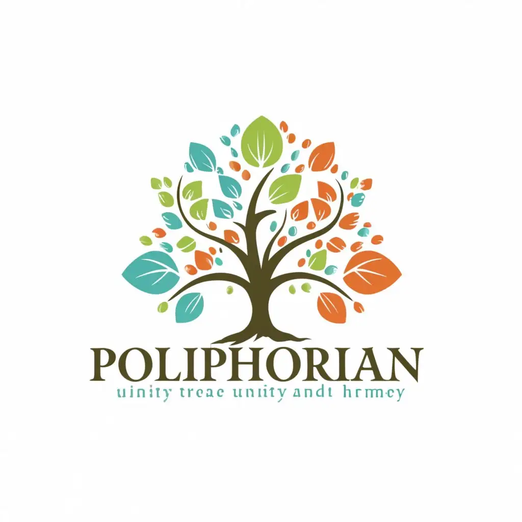 a logo design,with the text Poliphorian, main symbol:A colorful tree,Moderate, clear background. I need a slogan that says Culture and Tradition showing under the brand name. 