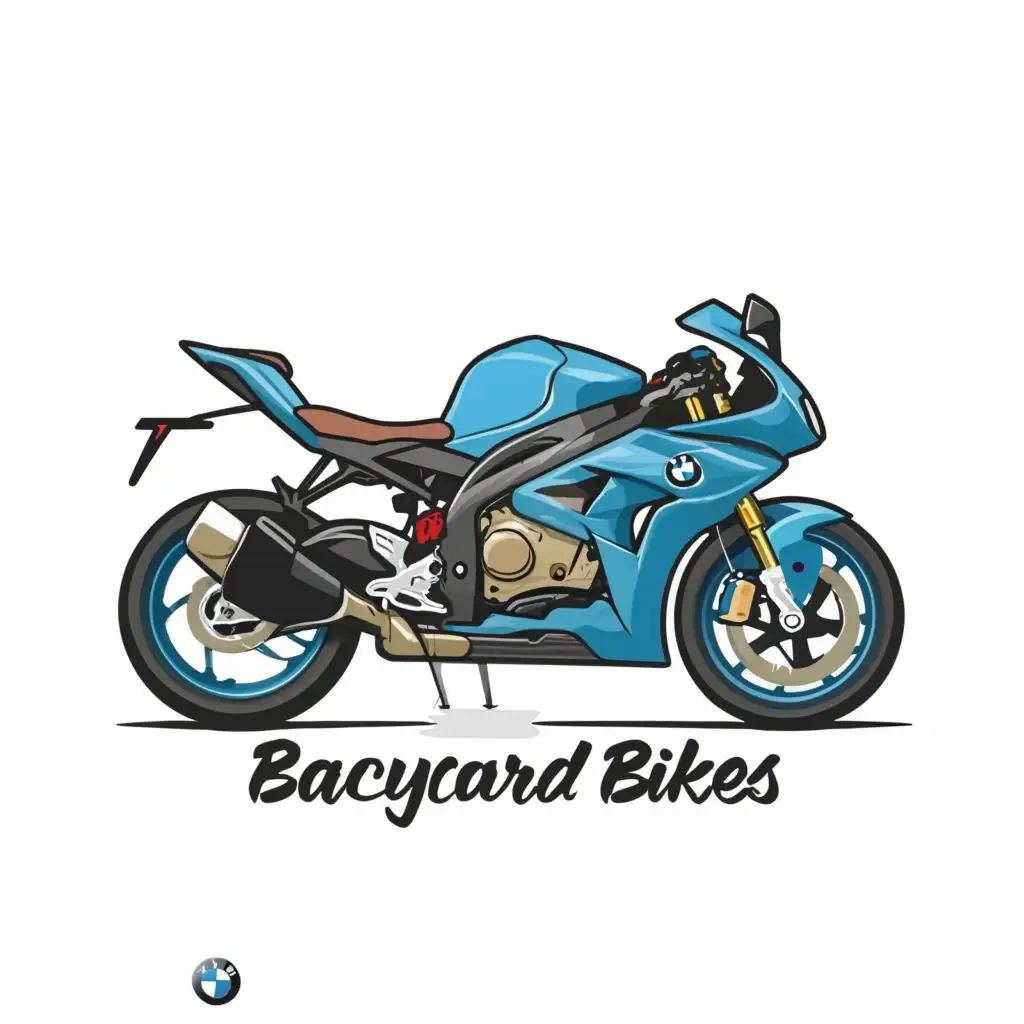 logo, BMW S1000RR, with the text "BACKYARD BIKES", typography, be used in Automotive industry