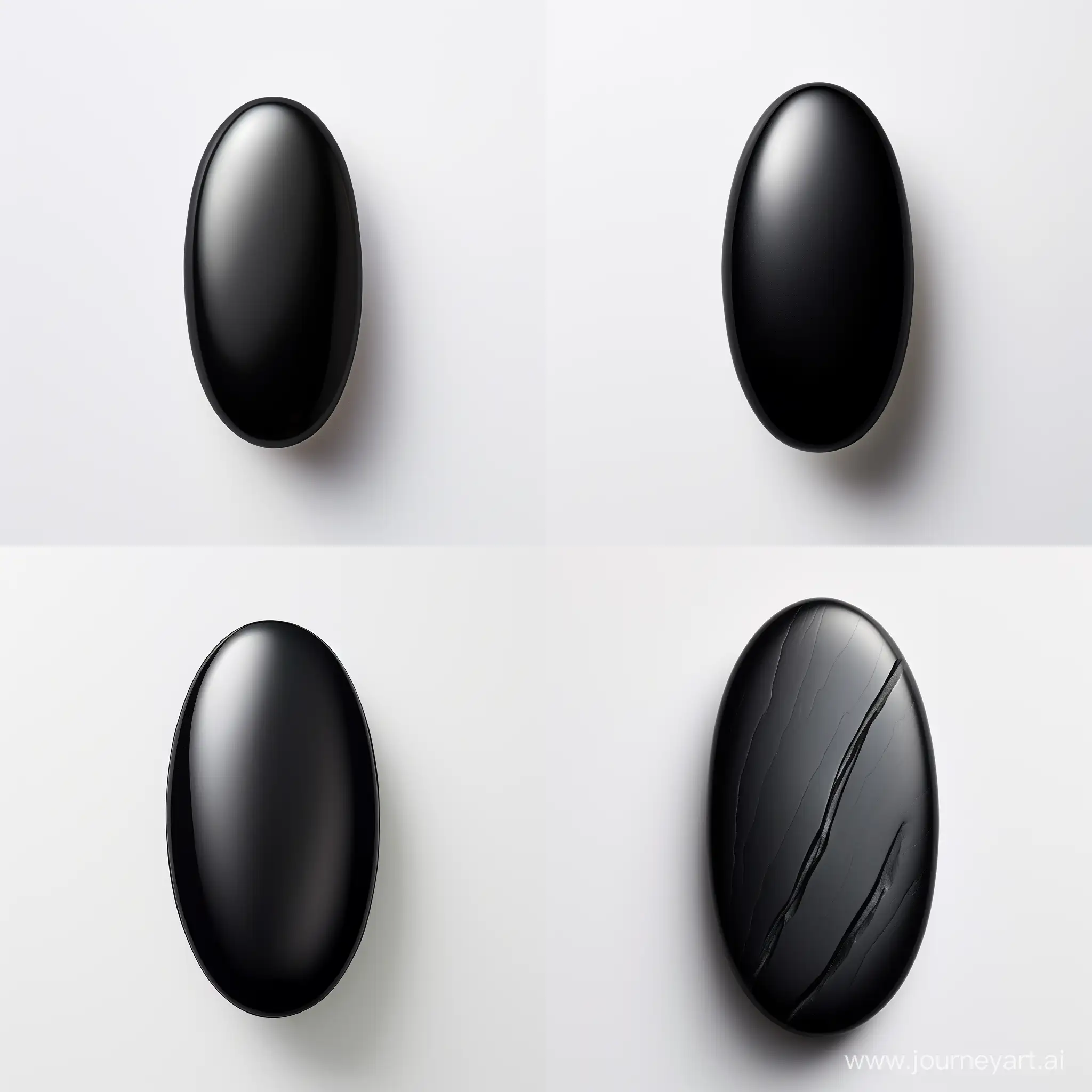 Elegant-Matte-Black-Oval-Stone-Polished-Cabochon-on-White-Background