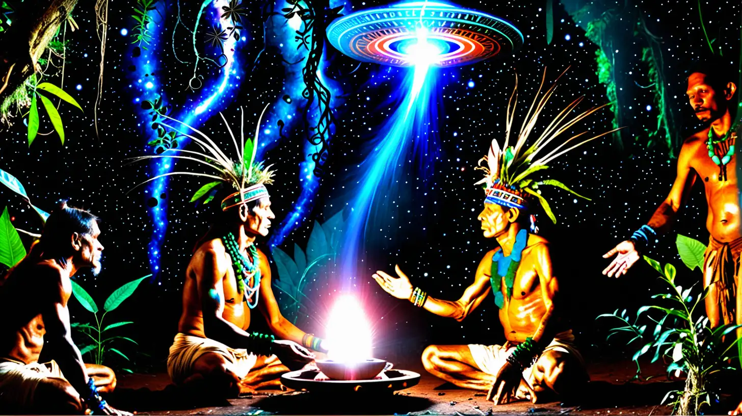 shaman ayahuasca  ceremony ET
 jungle deep space ufo
