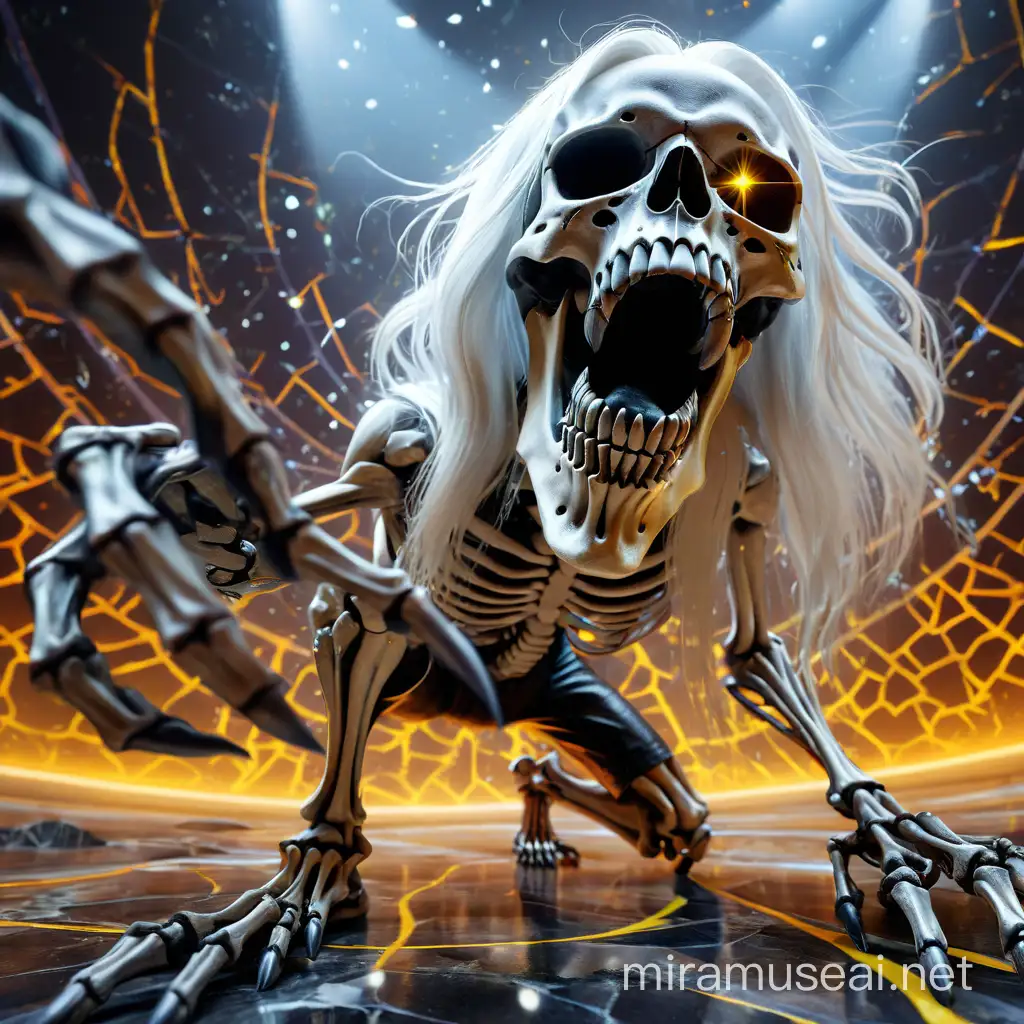 Fierce Skeleton Figure with Magical World Background