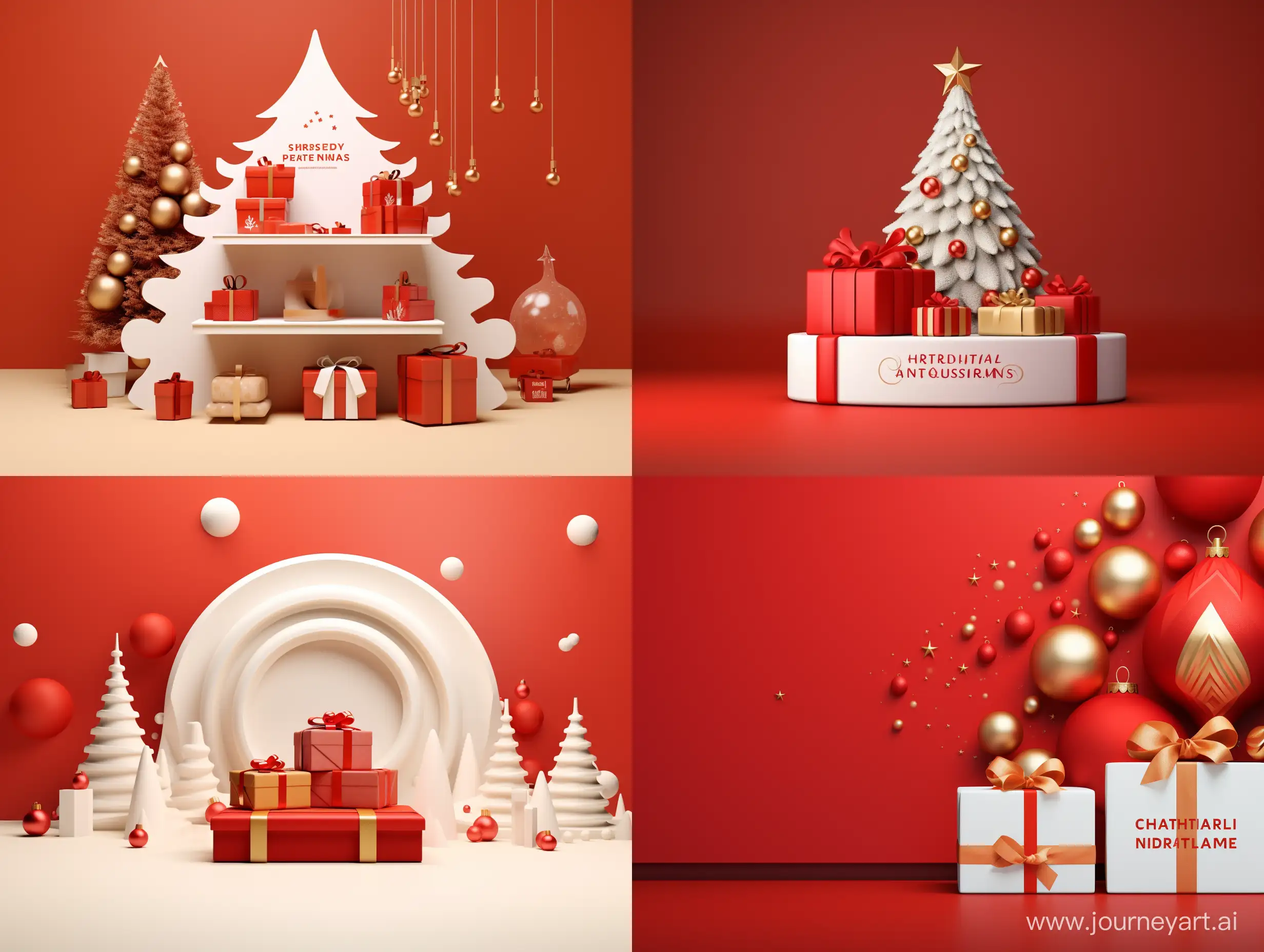 рождественский рекламный графический минималистичный баннер в интернет магазин по 3d печати с акцией что при любой покупке рождественский подарок в подарок 