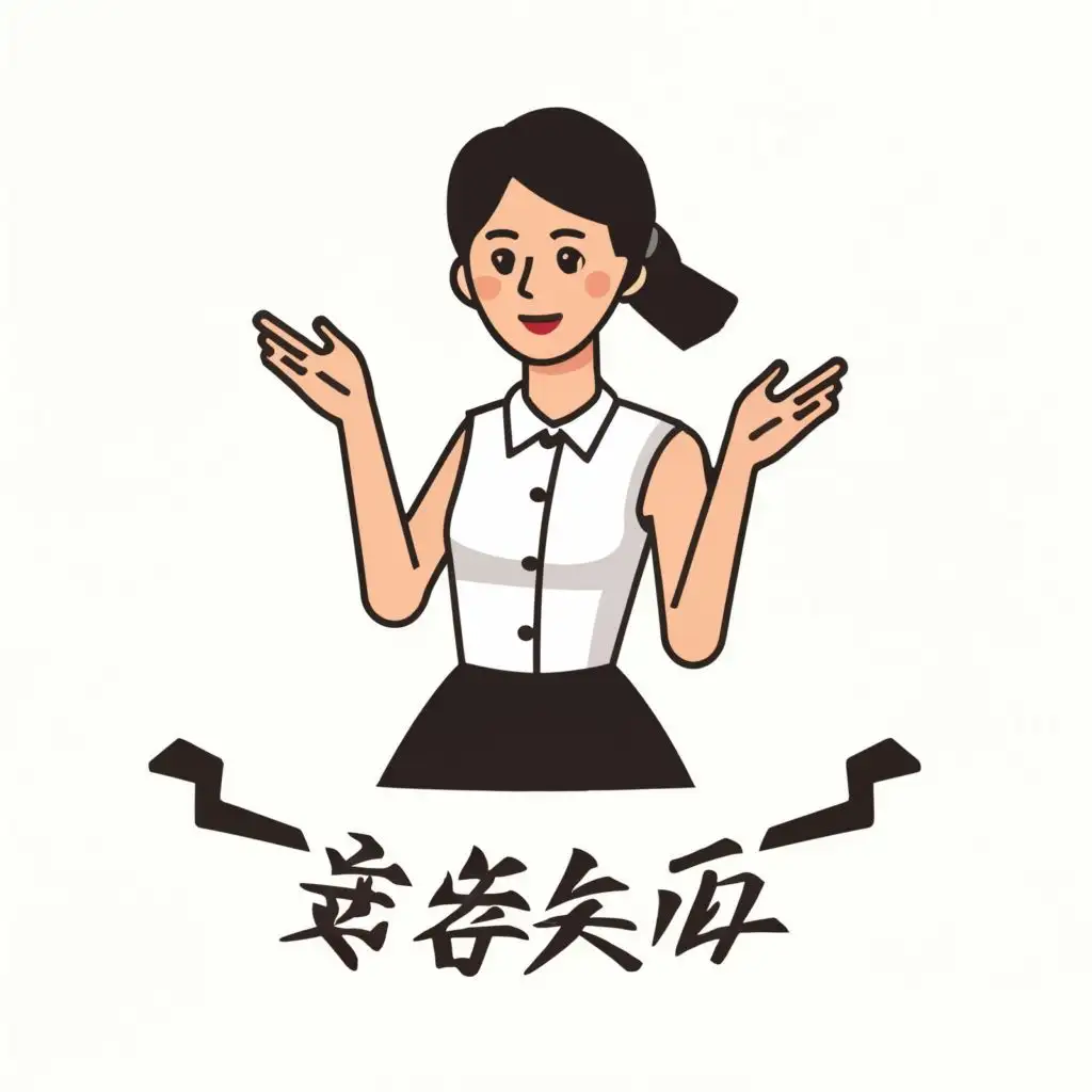 logo, A confident and lively woman in her early 30s, with neatly tied hair at the back, wearing a modern Chinese horse-faced dress. The upper part is light white, and the lower part is a light black horse-faced skirt. Five fingers express a welcoming gesture in sign language., with the text "Xuchang Skills Competition Logo", typography