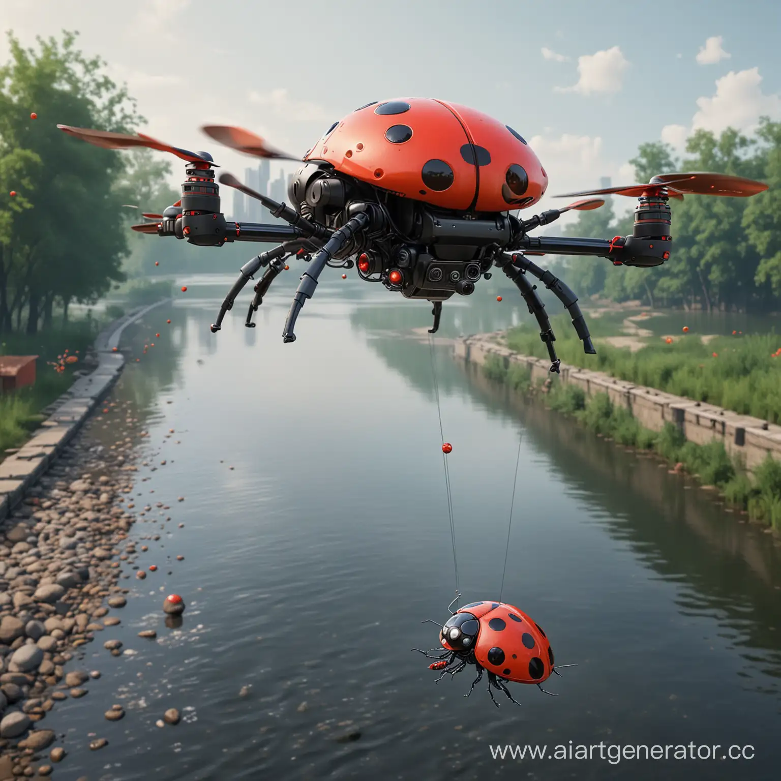 Realistic-Ladybug-Drone-Delivery-Across-the-River