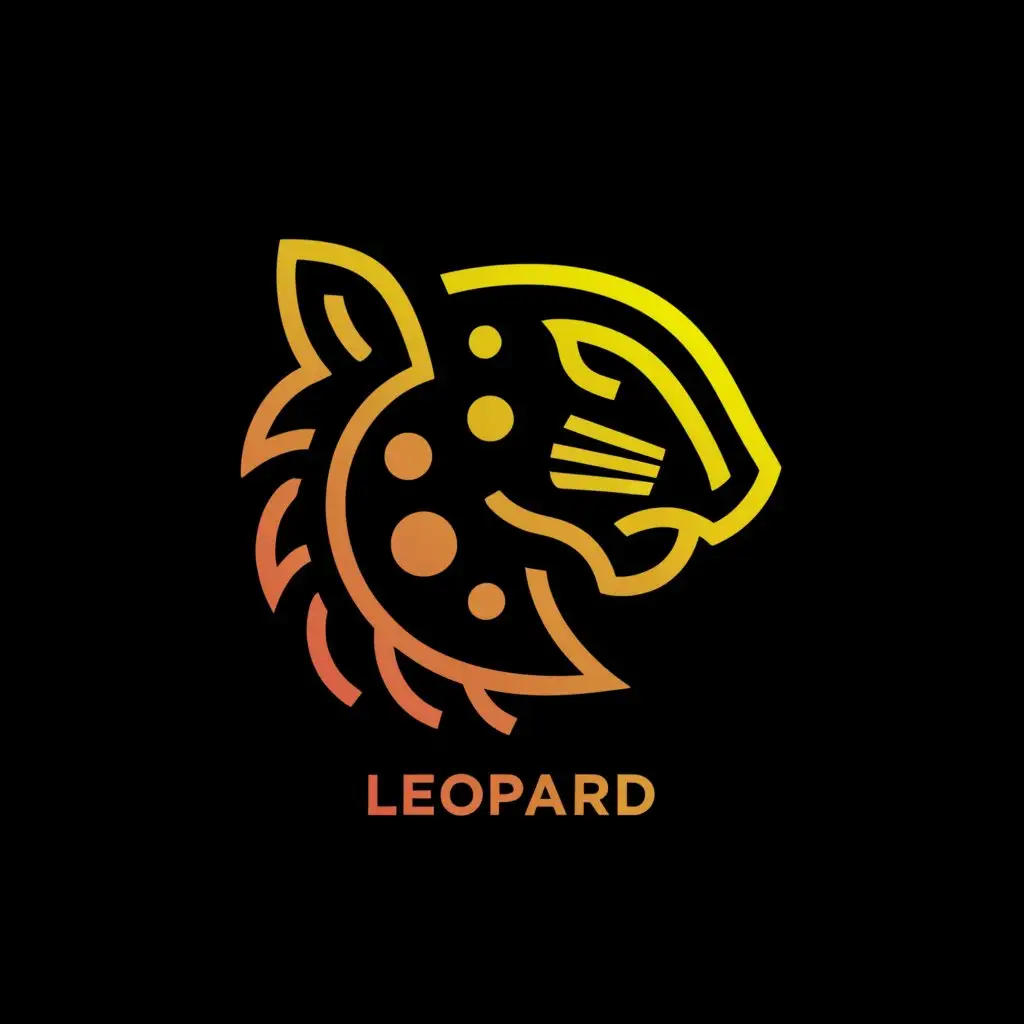 logo, white leopard sideview head with spots 2 ears minimalist monoline for fitness brand, with the text 'leopard', typography, be used in Sports Fitness industry