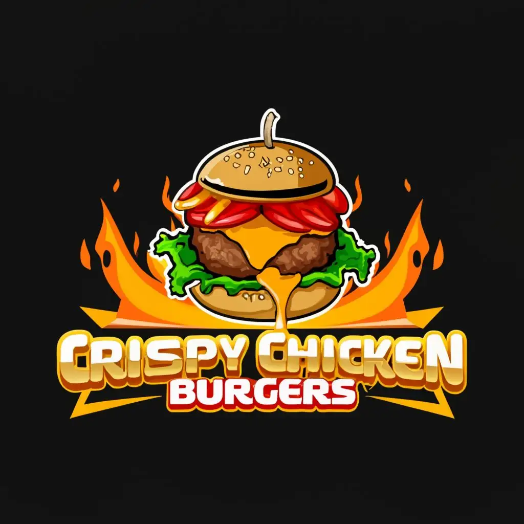 a logo design,with the text "Crispy Chicken Burgers", main symbol:Burger and fried chicken,Moderate,be used in Restaurant industry,clear background